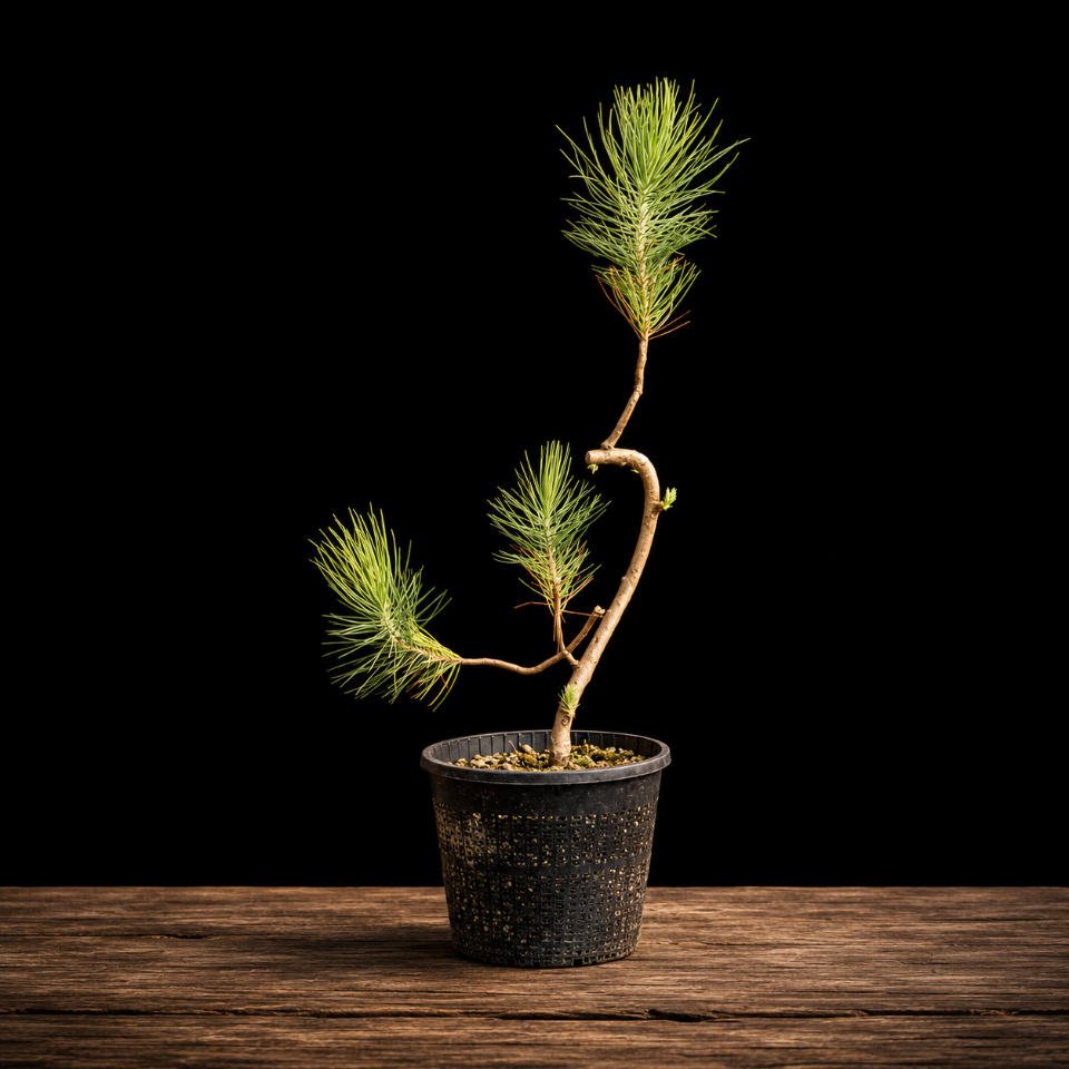 plantón pinus canariensi (pino canario) Plantón Pinus canariensis Pino Canario 41 cm con curva en S natural y bifurcación baja, material bonsái exterior comprar España