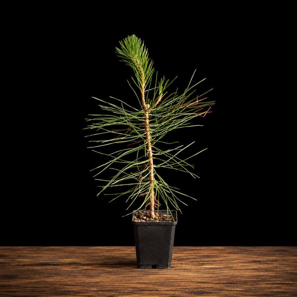 pinus thunbergii (pino negro japonés) Joven Pino Negro Japonés Pinus thunbergii para bonsái, nebari 1 cm, 36 cm de altura