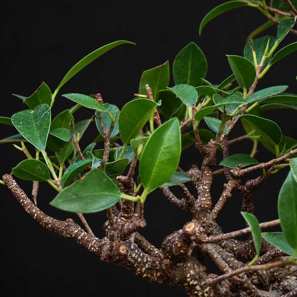 Detalle de hojas y brotación del bonsái Ficus retusa de 16 años Bonsái Ficus retusa - Imagen 6