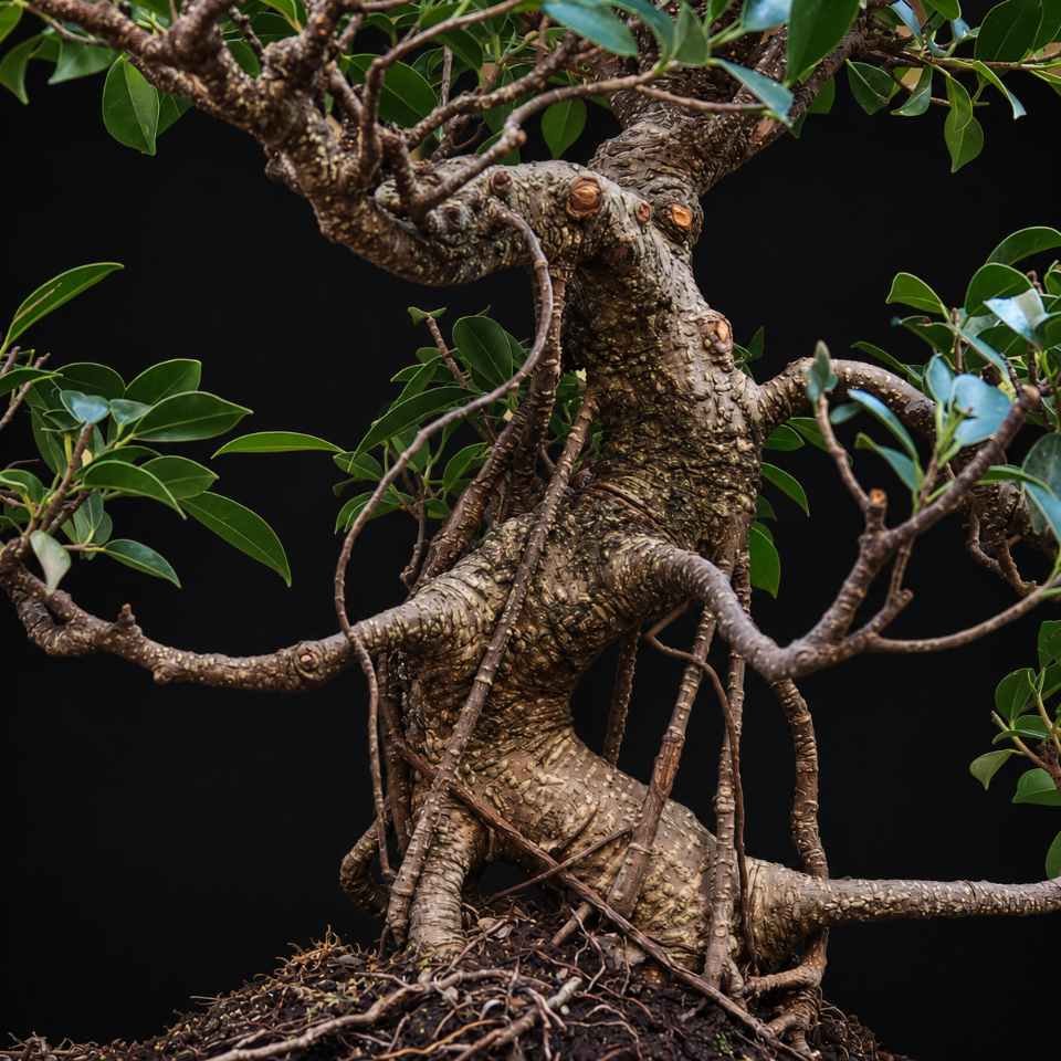 Detalle del tronco y raíces aéreas del bonsái Ficus retusa BON-FRE-0006 Bonsái Ficus retusa - Imagen 7