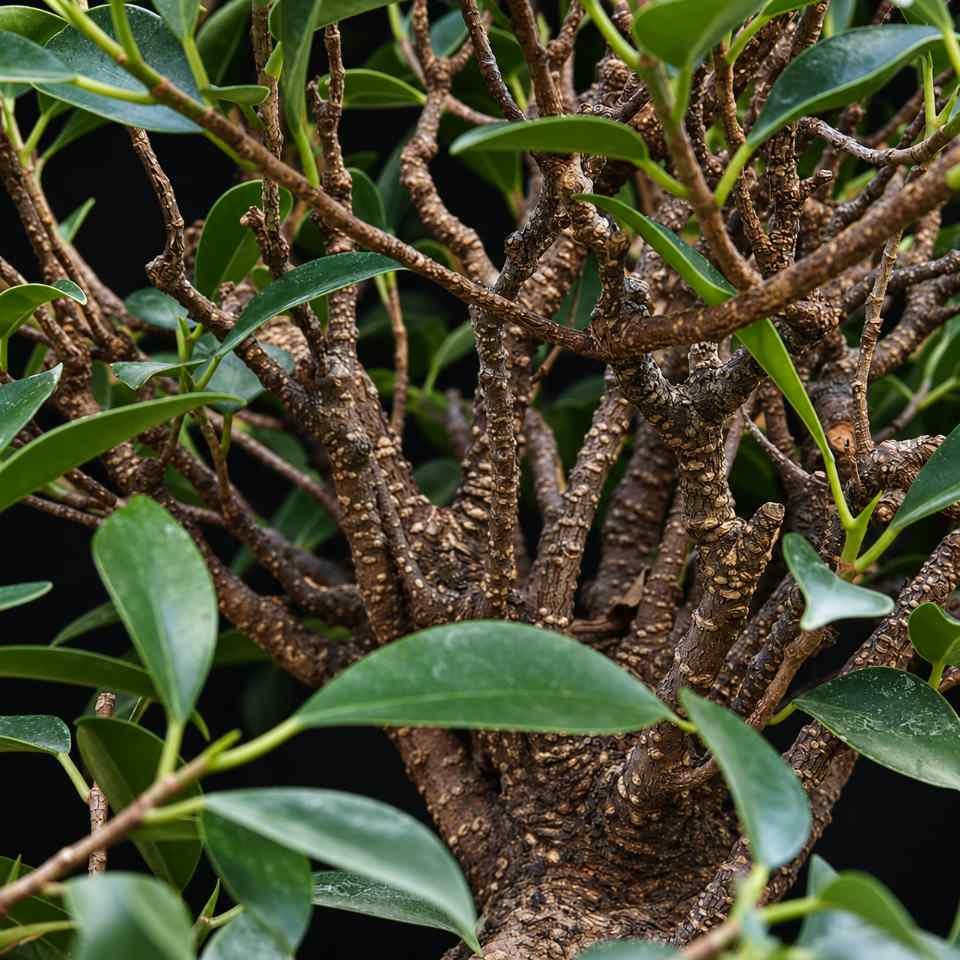 Detalle de la ramificación interior y corteza del bonsái Ficus retusa Bonsái Ficus retusa - Imagen 8